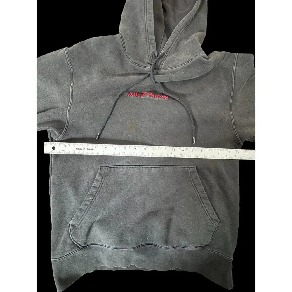 Air Jordan 23 Black Graphic Print Pullover Hoodie Logo Drawstring Pockets Med